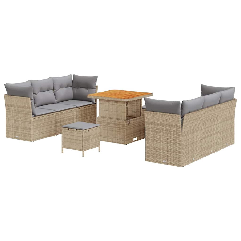 Garten-Sofa-Set 9 pcs Beige Poly-Rattan