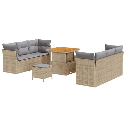 Garten-Sofa-Set 9 pcs Beige Poly-Rattan