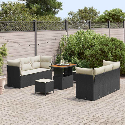 Garten-Sofa-Set 9 pcs Schwarz Poly-Rattan