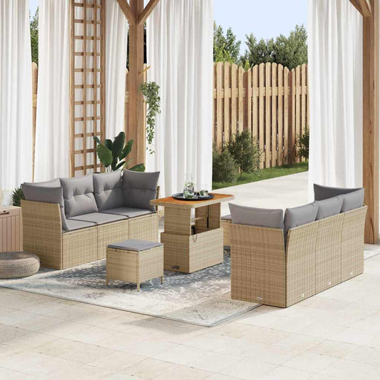 Garten-Sofa-Set 9 pcs Beige Poly-Rattan