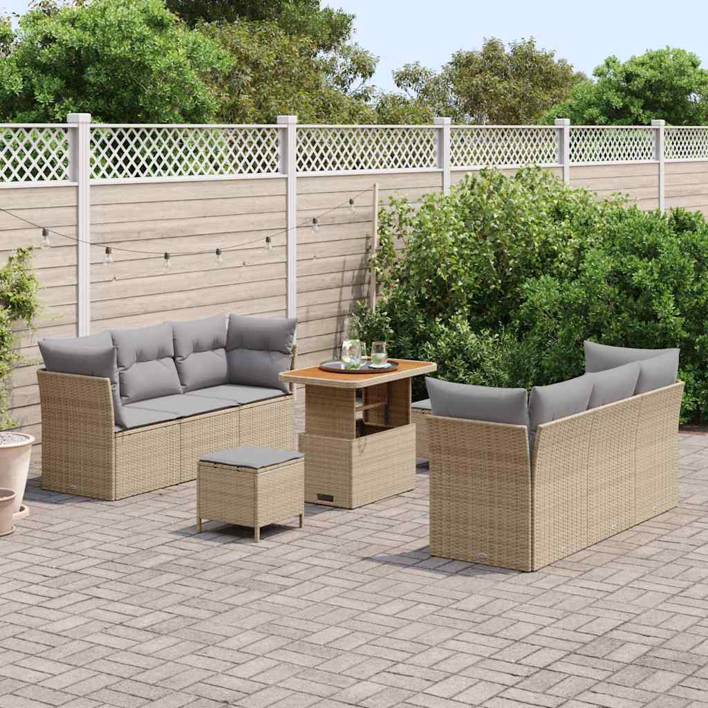 Garten-Sofa-Set 9 pcs Beige Poly-Rattan