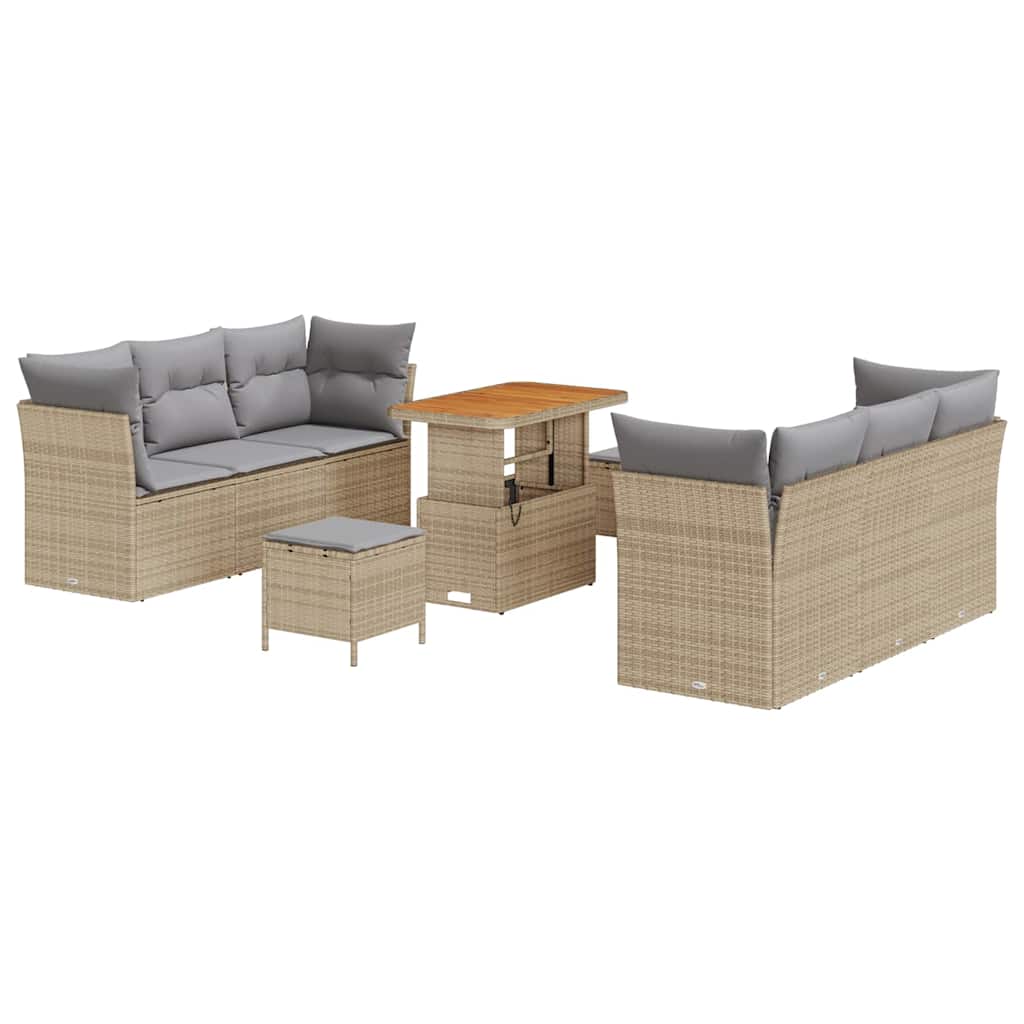 Garten-Sofa-Set 9 pcs Beige Poly-Rattan
