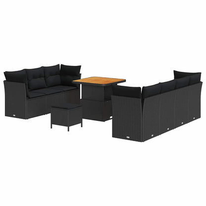 Garten-Sofa-Set 10 pcs Schwarz Poly-Rattan