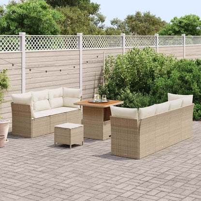 Gartensofa-set mit Kissen 10 pcs Beige Poly-Rattan