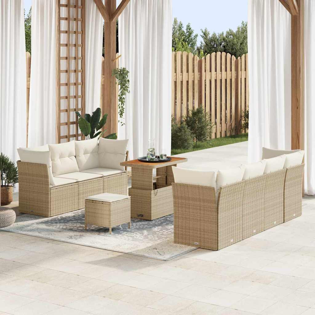 Garten-Sofa-Set 10 pcs Beige Poly-Rattan