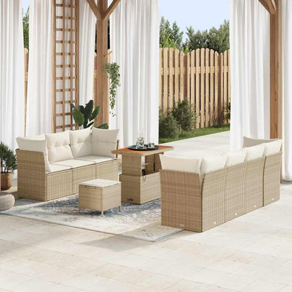 Garten-Sofa-Set 10 pcs Beige Poly-Rattan