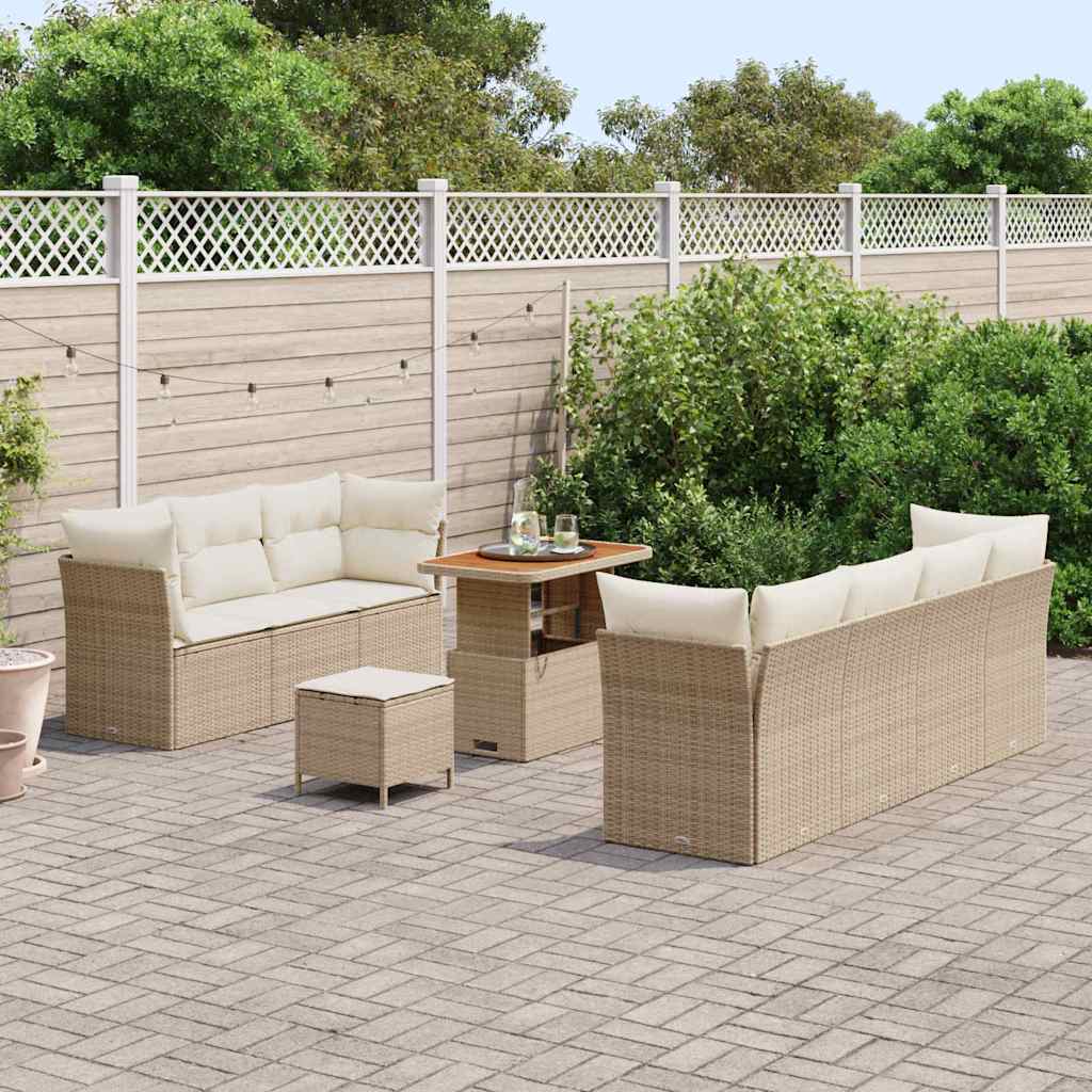 Garten-Sofa-Set 10 pcs Beige Poly-Rattan