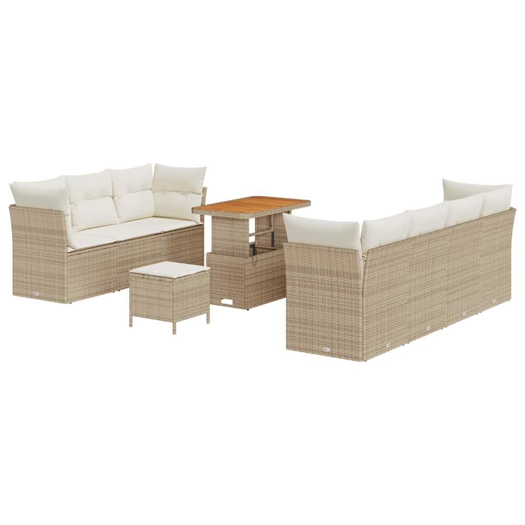 Garten-Sofa-Set 10 pcs Beige Poly-Rattan