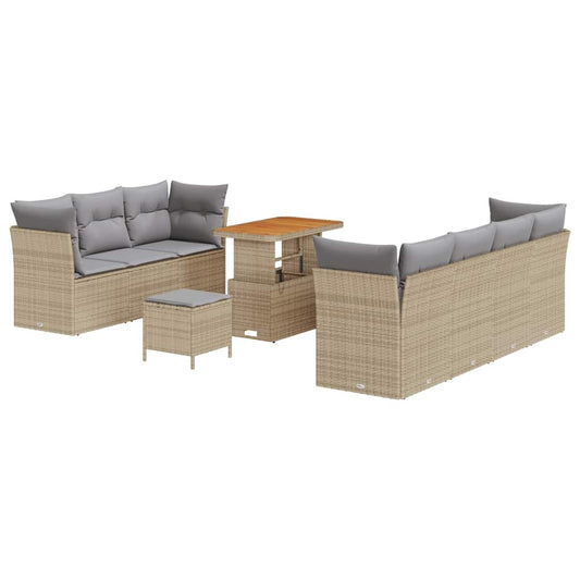 Garten-Sofa-Set 10 pcs Beige Poly-Rattan