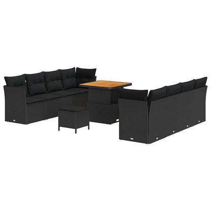 Garten-Sofa-Set 11 pcs Schwarz Poly-Rattan