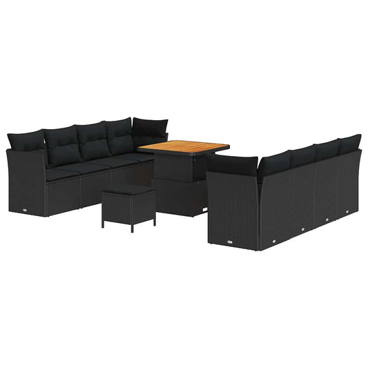 Garten-Sofa-Set 11 pcs Schwarz Poly-Rattan