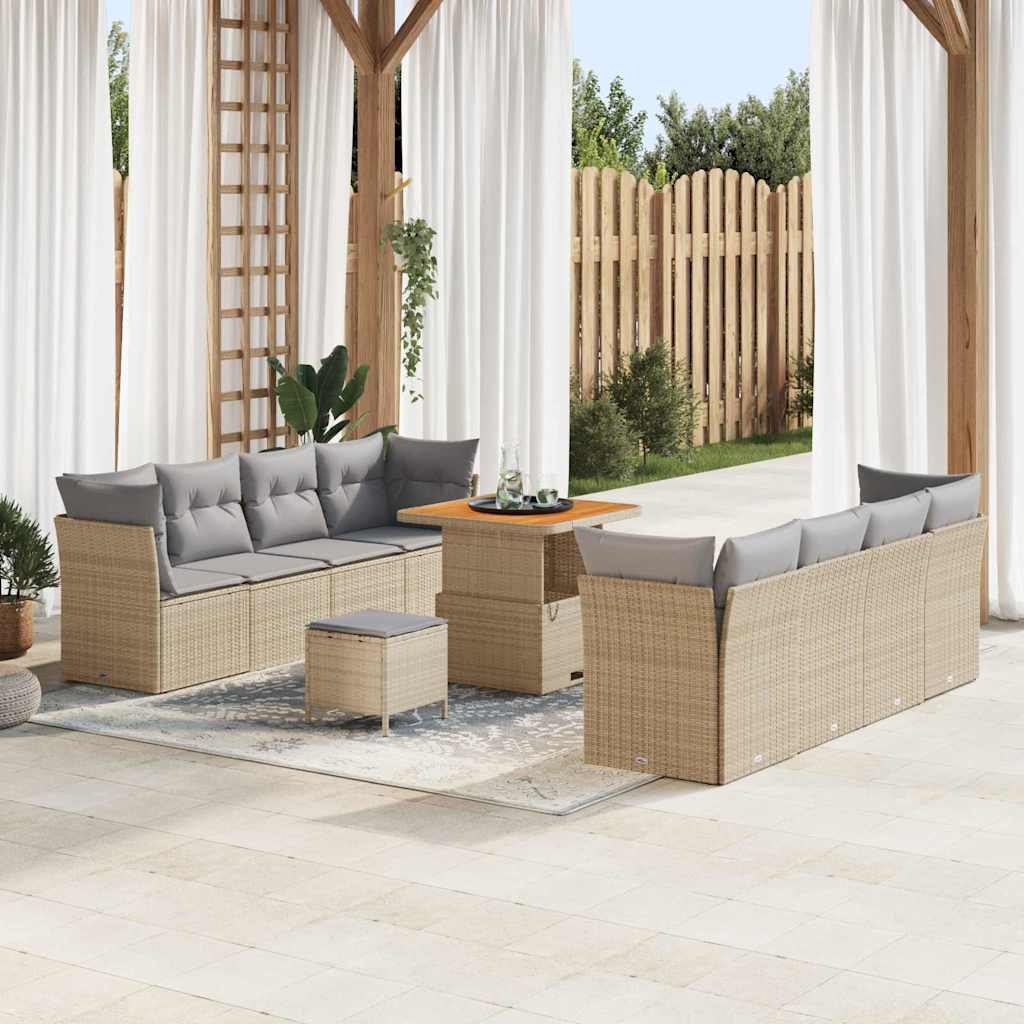 Garten-Sofa-Set 11 pcs Beige Poly-Rattan