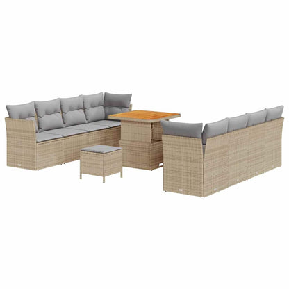 Garten-Sofa-Set 11 pcs Beige Poly-Rattan