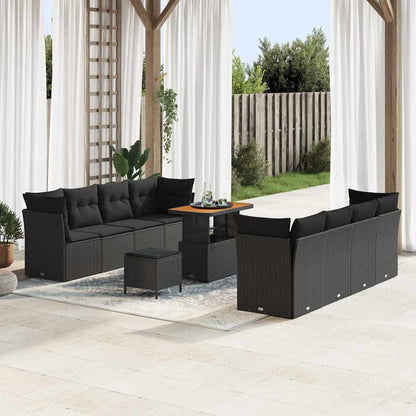 Garten-Sofa-Set 11 pcs Schwarz Poly-Rattan