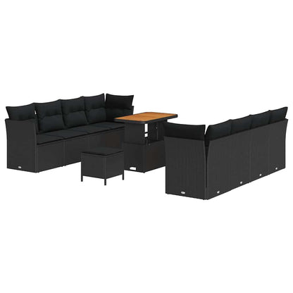 Garten-Sofa-Set 11 pcs Schwarz Poly-Rattan