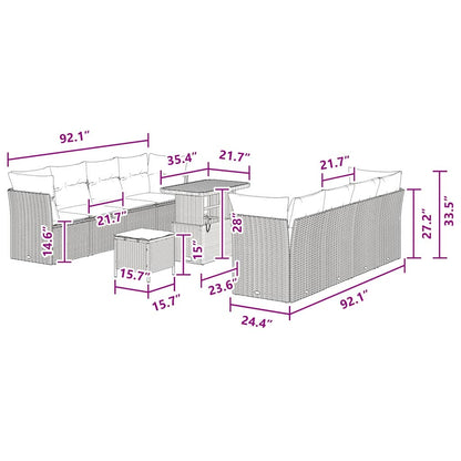 Garten-Sofa-Set 11 pcs Schwarz Poly-Rattan