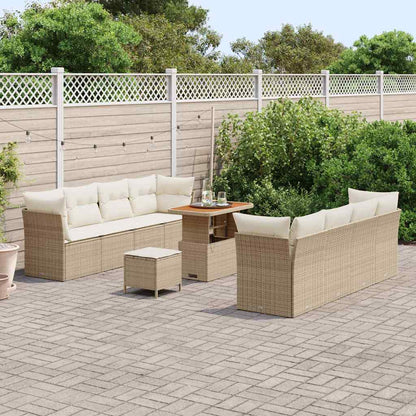 Garten-Sofa-Set 11 pcs Beige Poly-Rattan
