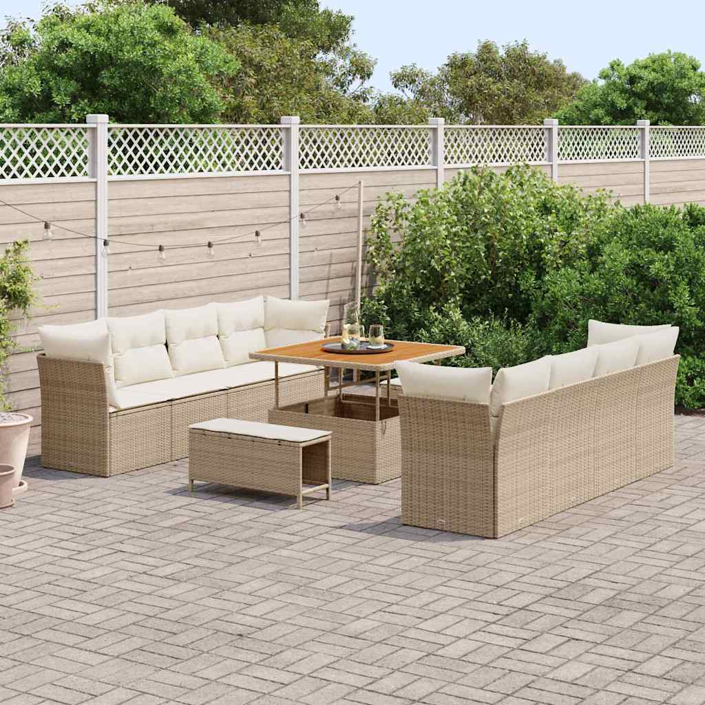 Garten-Sofa-Set 11 pcs Beige Poly-Rattan