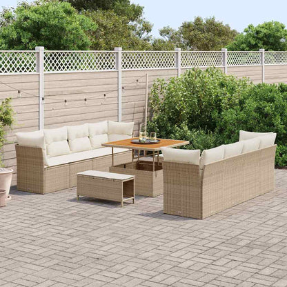 Garten-Sofa-Set 11 pcs Beige Poly-Rattan