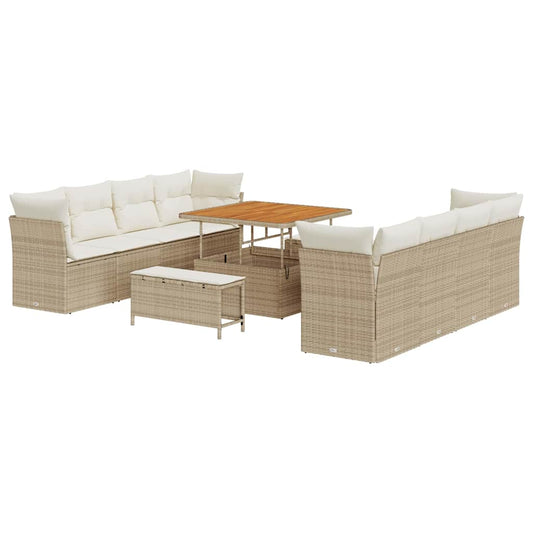 Garten-Sofa-Set 11 pcs Beige Poly-Rattan