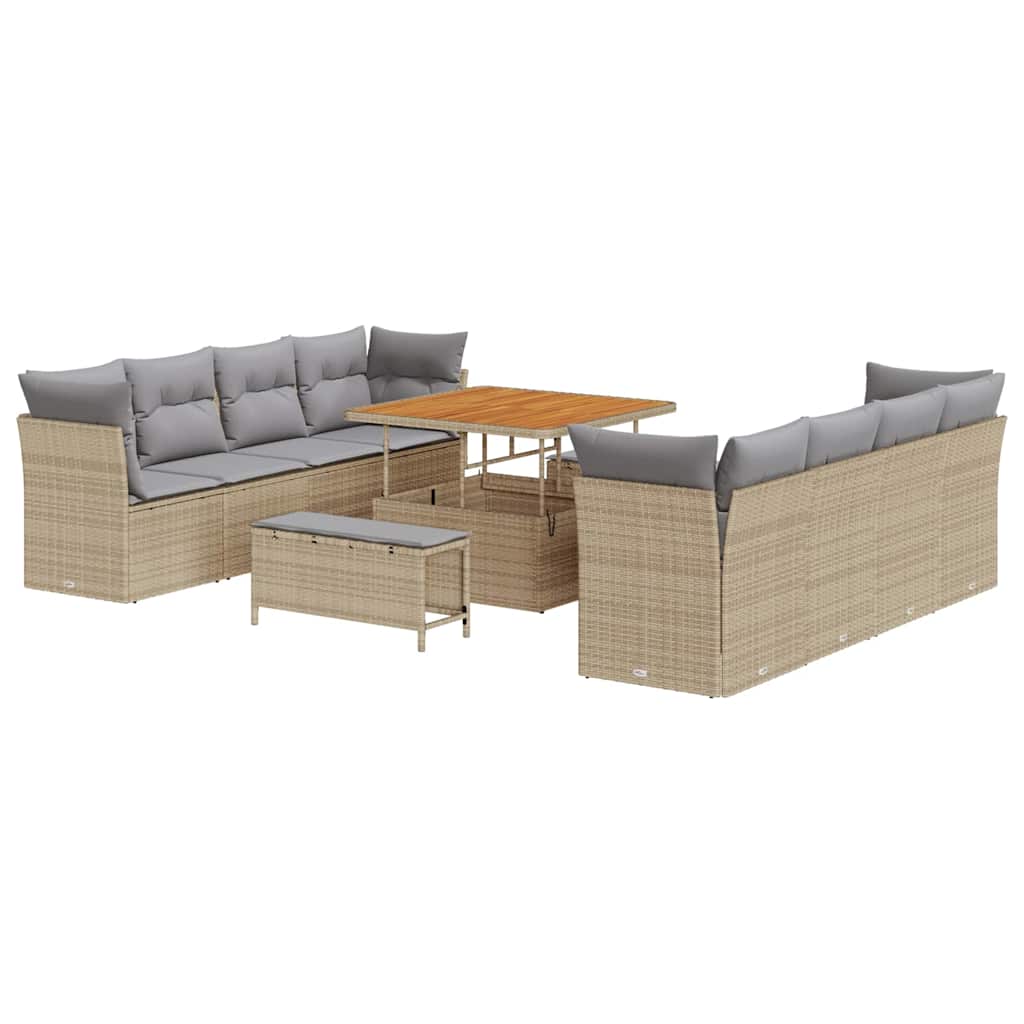 Garten-Sofa-Set 11 pcs Beige Poly-Rattan