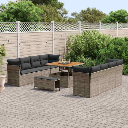Garten-Sofa-Set 11 pcs Grau Poly-Rattan