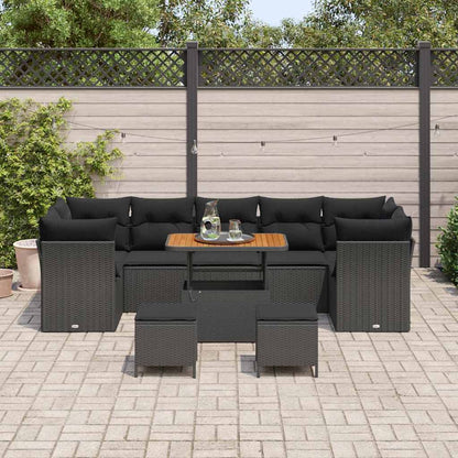 Garten-Sofa-Set 10 pcs Schwarz Poly-Rattan