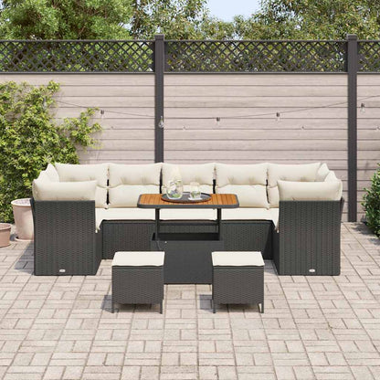 Garten-Sofa-Set 10 pcs Schwarz Poly-Rattan