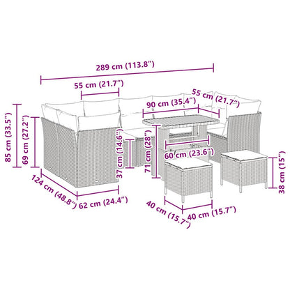 Garten-Sofa-Set 10 pcs Schwarz Poly-Rattan