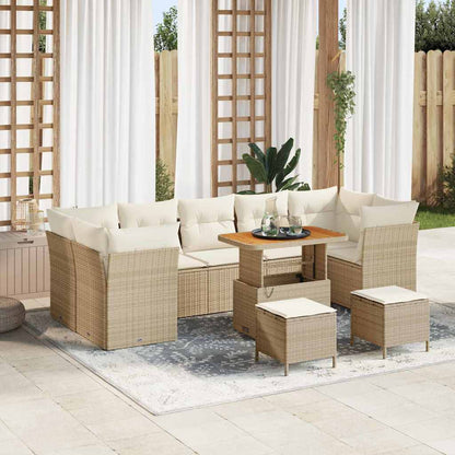 Garten-Sofa-Set 10 pcs Beige Poly-Rattan
