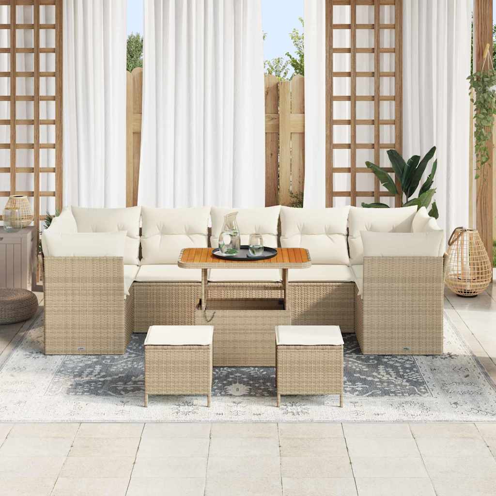Garten-Sofa-Set 10 pcs Beige Poly-Rattan