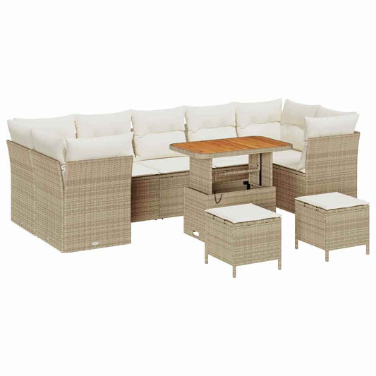 Garten-Sofa-Set 10 pcs Beige Poly-Rattan