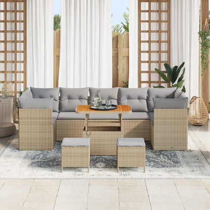 Garten-Sofa-Set 10 pcs Beige Poly-Rattan
