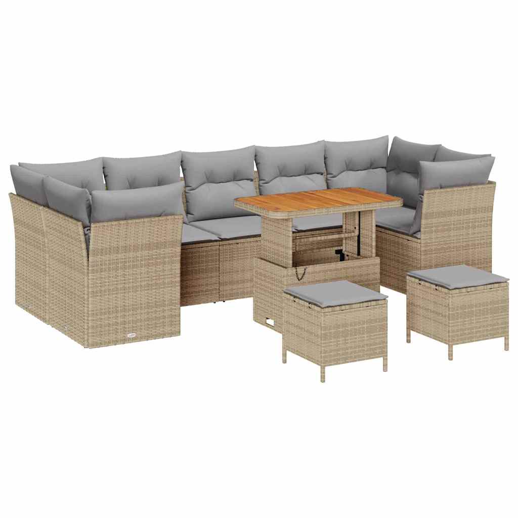 Garten-Sofa-Set 10 pcs Beige Poly-Rattan