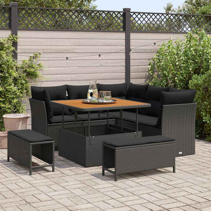 Garten-Sofa-Set 8 pcs Schwarz Poly-Rattan