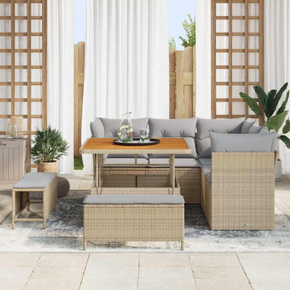 Garten-Sofa-Set 8 pcs Beige Poly-Rattan