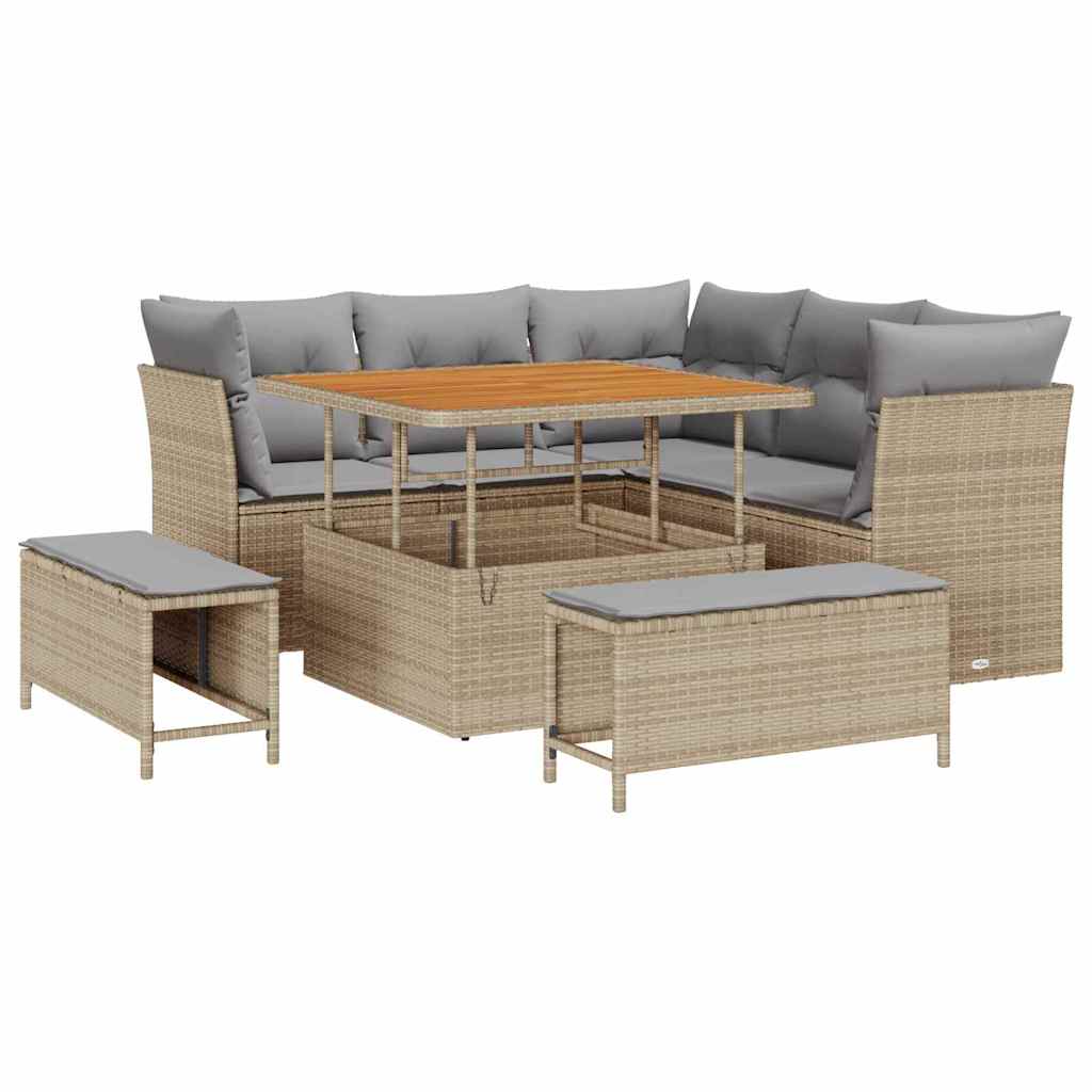 Garten-Sofa-Set 8 pcs Beige Poly-Rattan