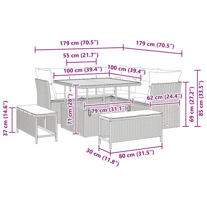 Garten-Sofa-Set 8 pcs Beige Poly-Rattan