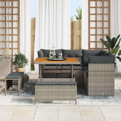 Garten-Sofa-Set 8 pcs Grau Poly-Rattan