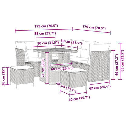 Garten-Sofa-Set 8 pcs Schwarz Poly-Rattan