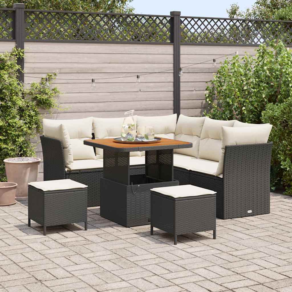 Garten-Sofa-Set 8 pcs Schwarz Poly-Rattan