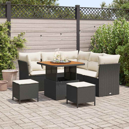 Garten-Sofa-Set 8 pcs Schwarz Poly-Rattan