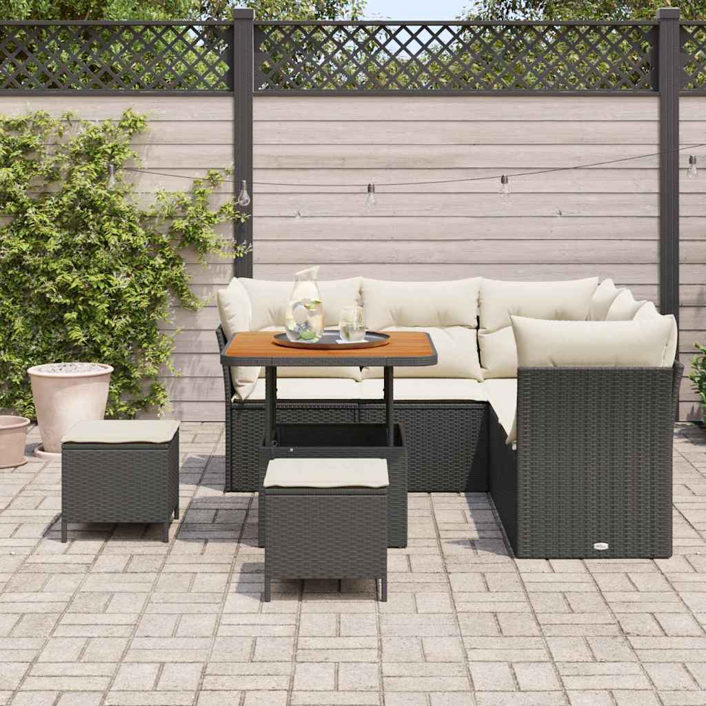 Garten-Sofa-Set 8 pcs Schwarz Poly-Rattan