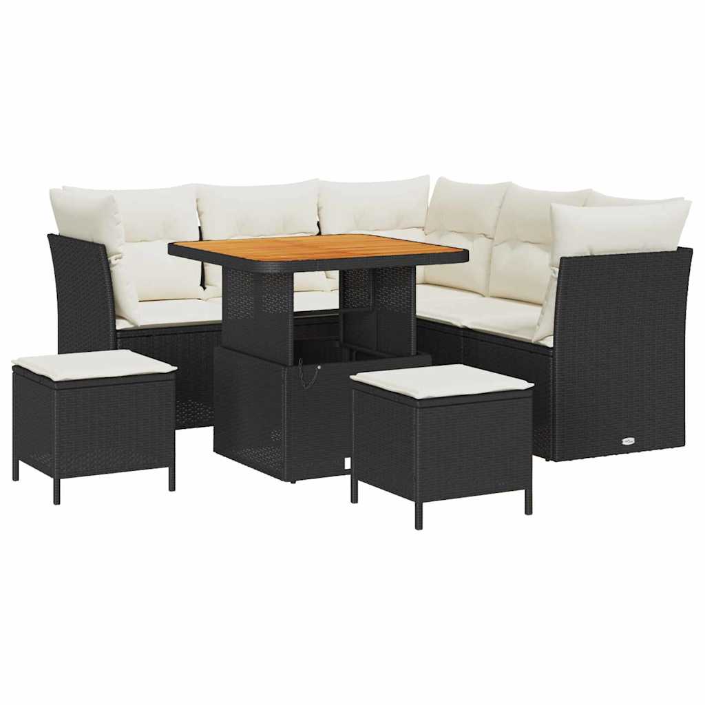 Garten-Sofa-Set 8 pcs Schwarz Poly-Rattan