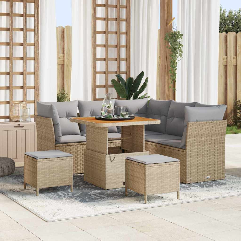 Garten-Sofa-Set 8 pcs Beige Poly-Rattan