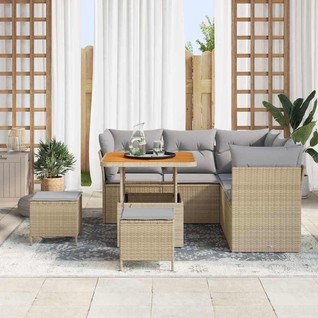 Garten-Sofa-Set 8 pcs Beige Poly-Rattan