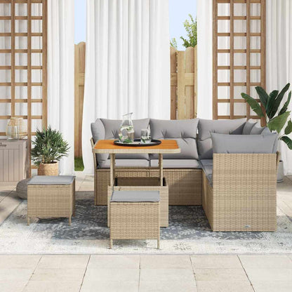 Garten-Sofa-Set 8 pcs Beige Poly-Rattan