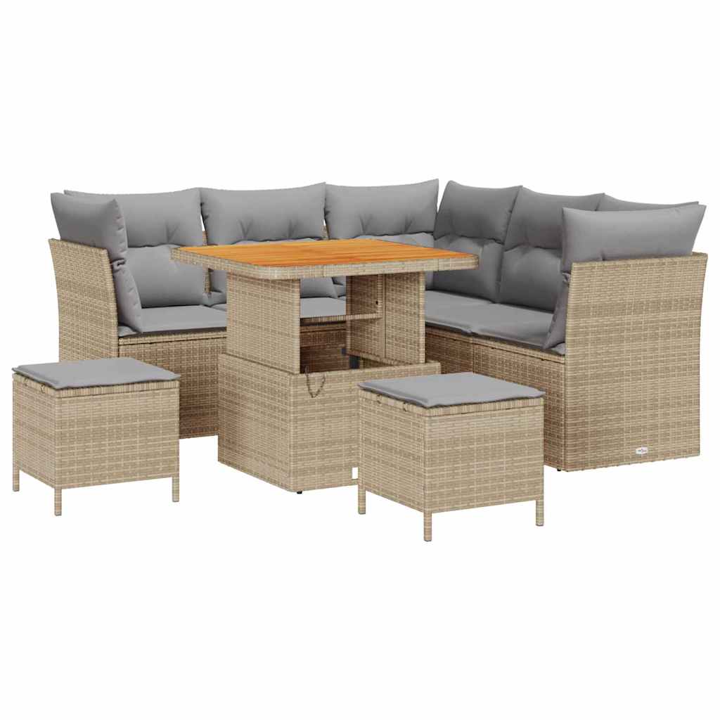 Garten-Sofa-Set 8 pcs Beige Poly-Rattan
