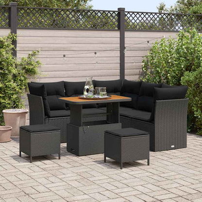 Garten-Sofa-Set 8 pcs Schwarz Poly-Rattan