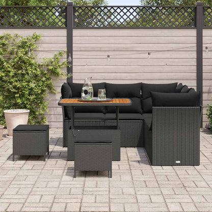 Garten-Sofa-Set 8 pcs Schwarz Poly-Rattan